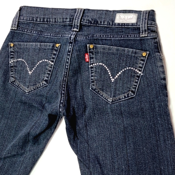 LEVI'S ♡ Sweet 'n Sexy LEVI'S Night Blues Stretchy Blue Jeans w/Rhinestones 8 - Picture 1 of 16